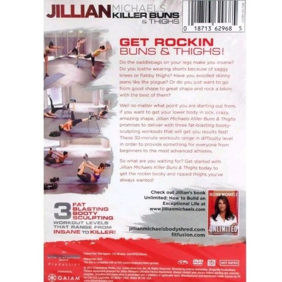 Jillian Michaels Killer Buns & Thighs DVD, Three 30 minute Workouts, Brand New - Picture 2 of 2